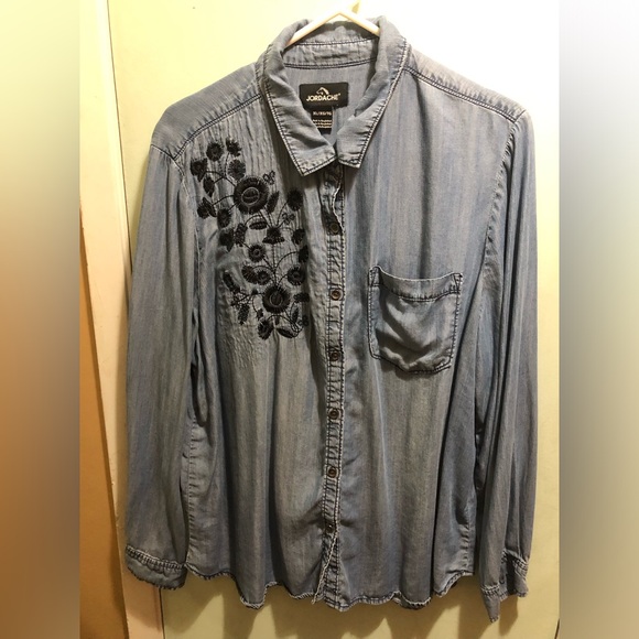 Jordache Vintage Blue Shirt with embroidery - Picture 1 of 4